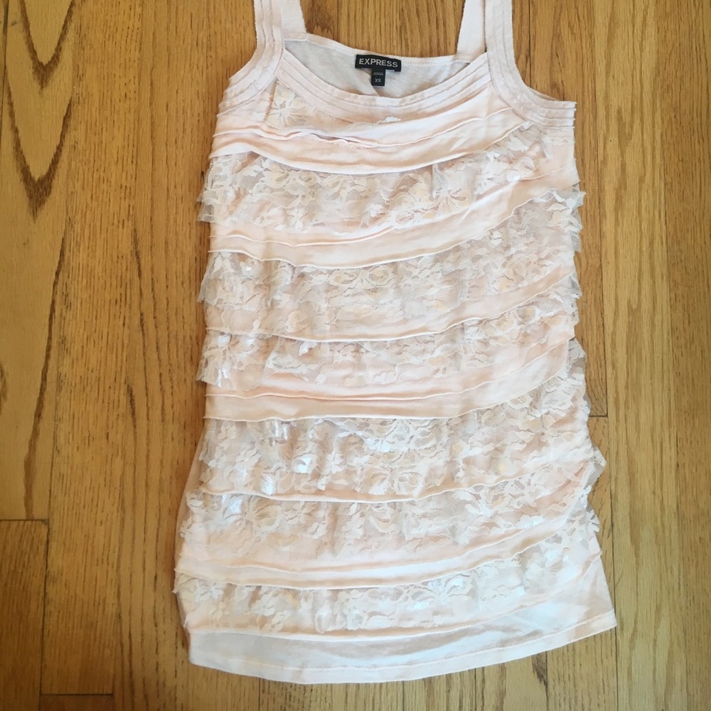 EXPRESS light pink embellished with lace tank top