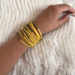 Boho Yellow Clasp Bracelet with Gold Accents