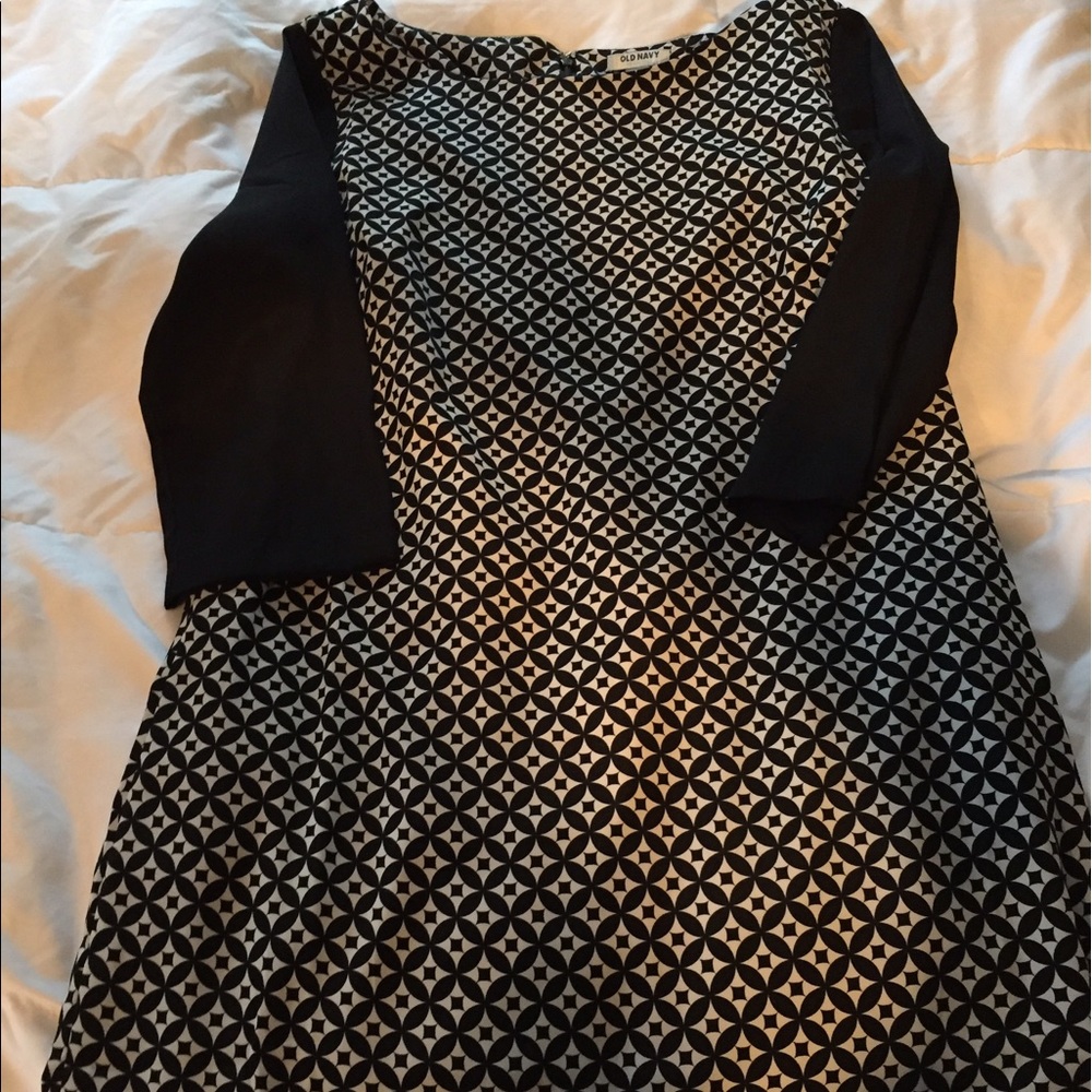 Black and white shift dress