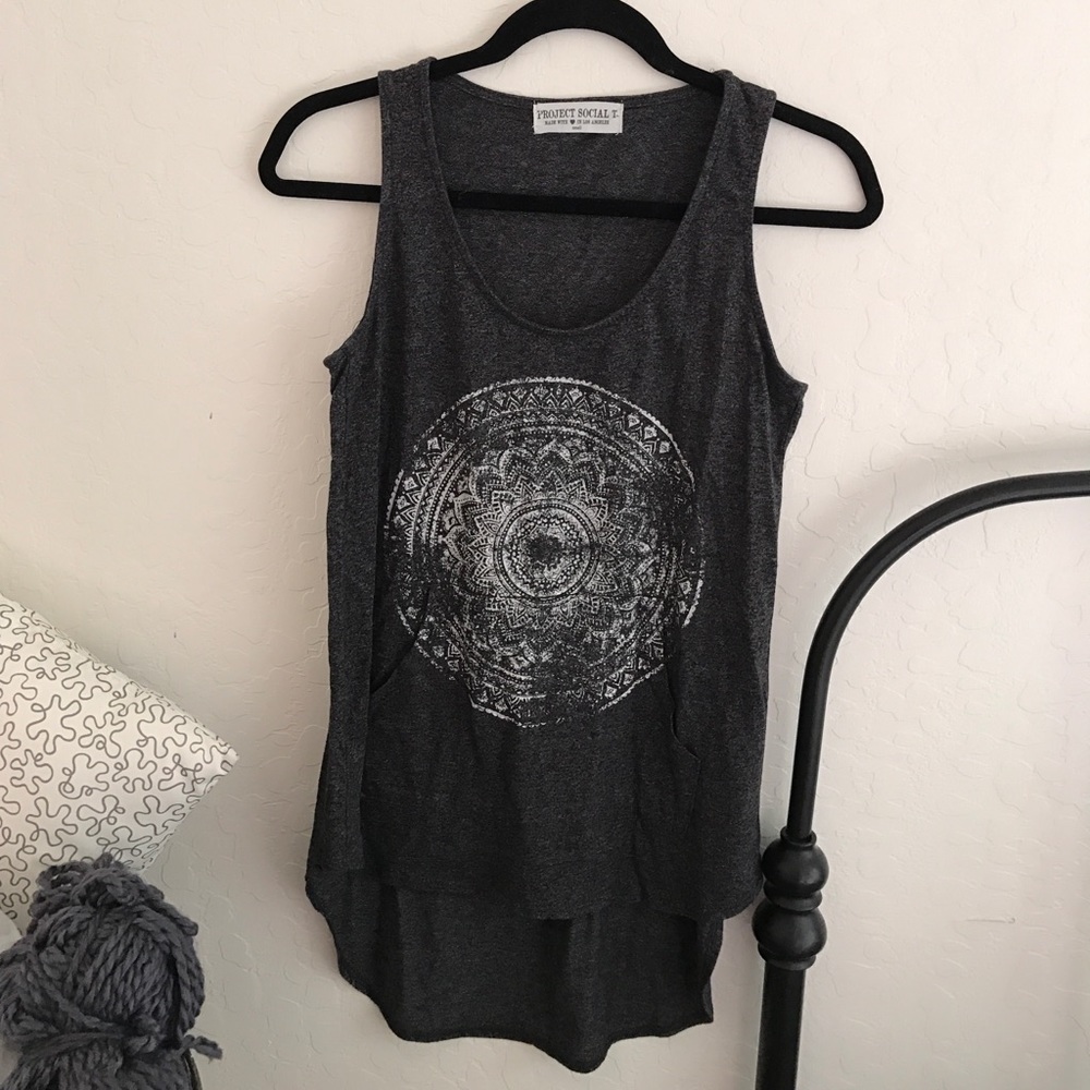 Boho Grey Tank with White Design