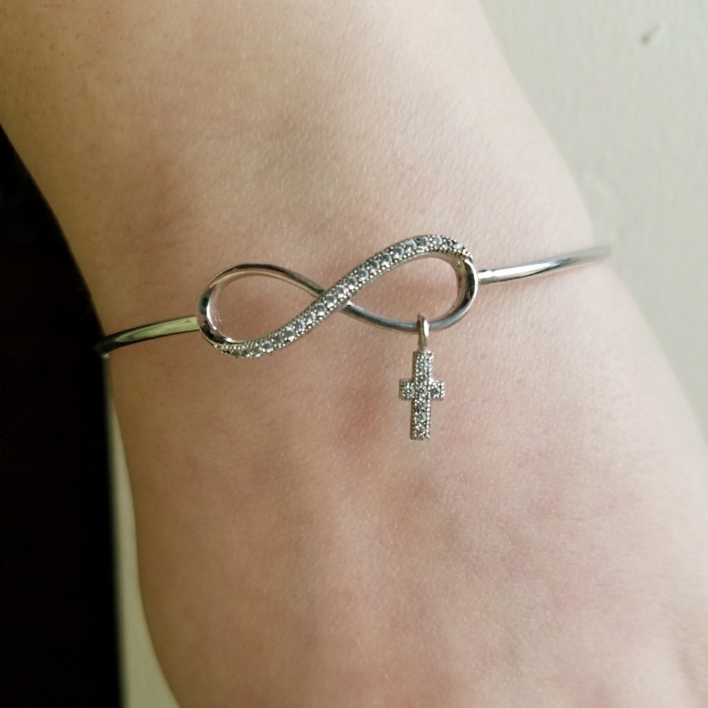 Infinity Bracelet with Cross Charm