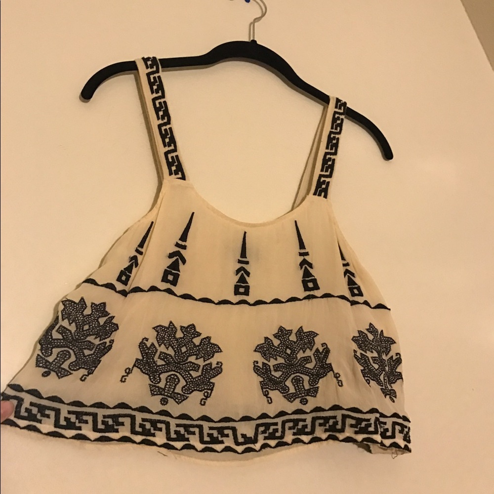 Top shop Aztec embroidered cropped tank top