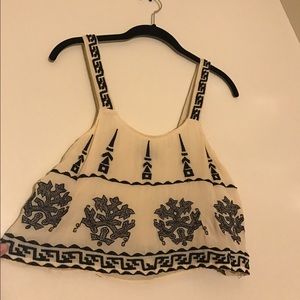 Top shop Aztec embroidered cropped tank top