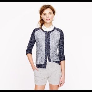 J Crew Bouclé jacket in indigo colorblock