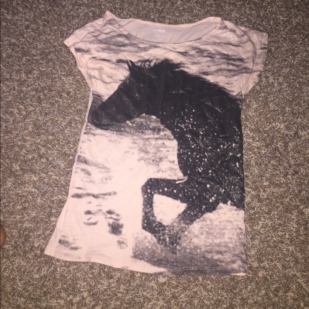 Pink top with horse