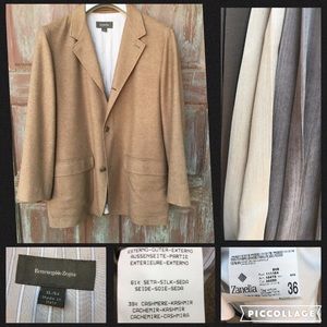 Men's Cashmere light coat & slacks, XL.