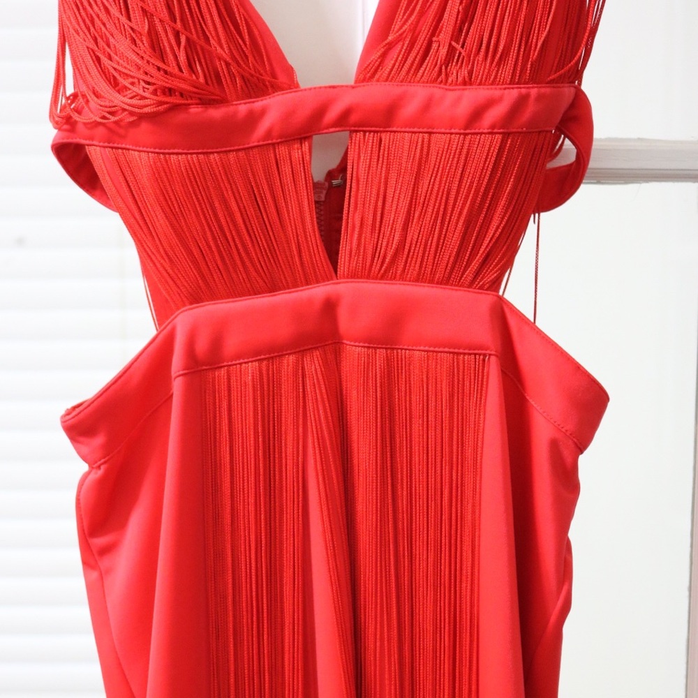 Bebe Red Fringe Dress