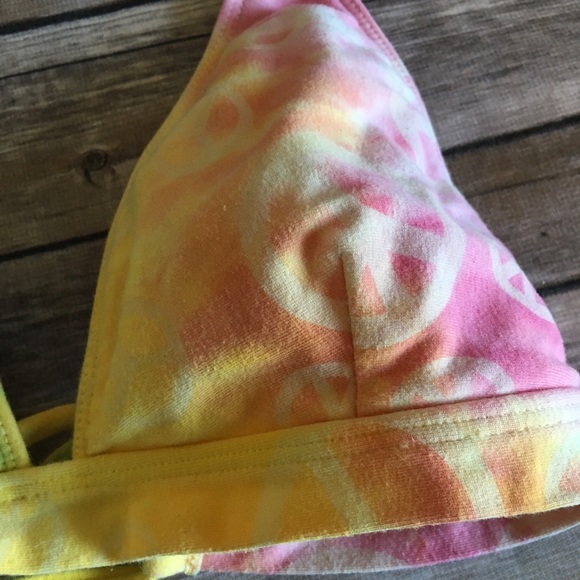 Peace sign rainbow tie dye bikini swim top - Picture 2 of 6
