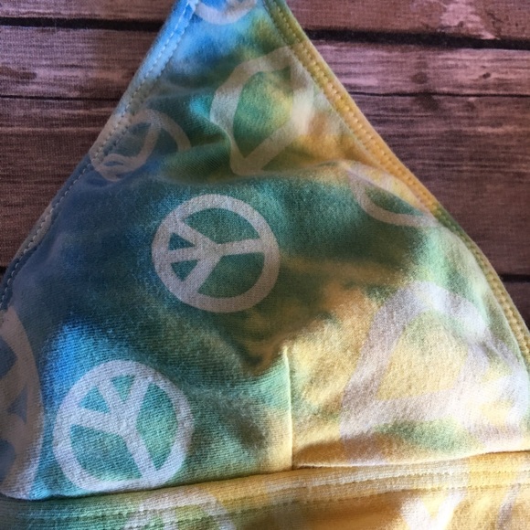 Peace sign rainbow tie dye bikini swim top - Picture 3 of 6