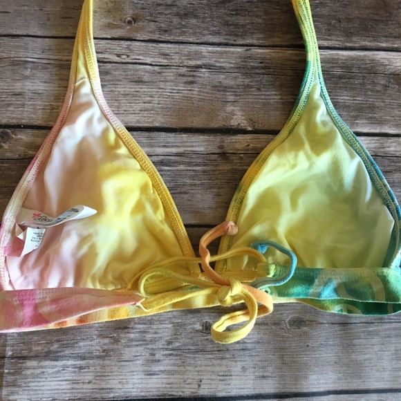 Peace sign rainbow tie dye bikini swim top - Picture 4 of 6