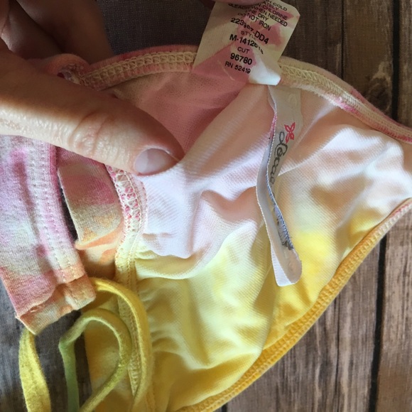 Peace sign rainbow tie dye bikini swim top - Picture 6 of 6