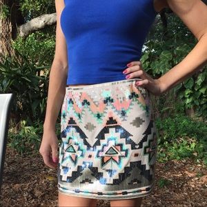 Express Aztec Sequin Mini Skirt