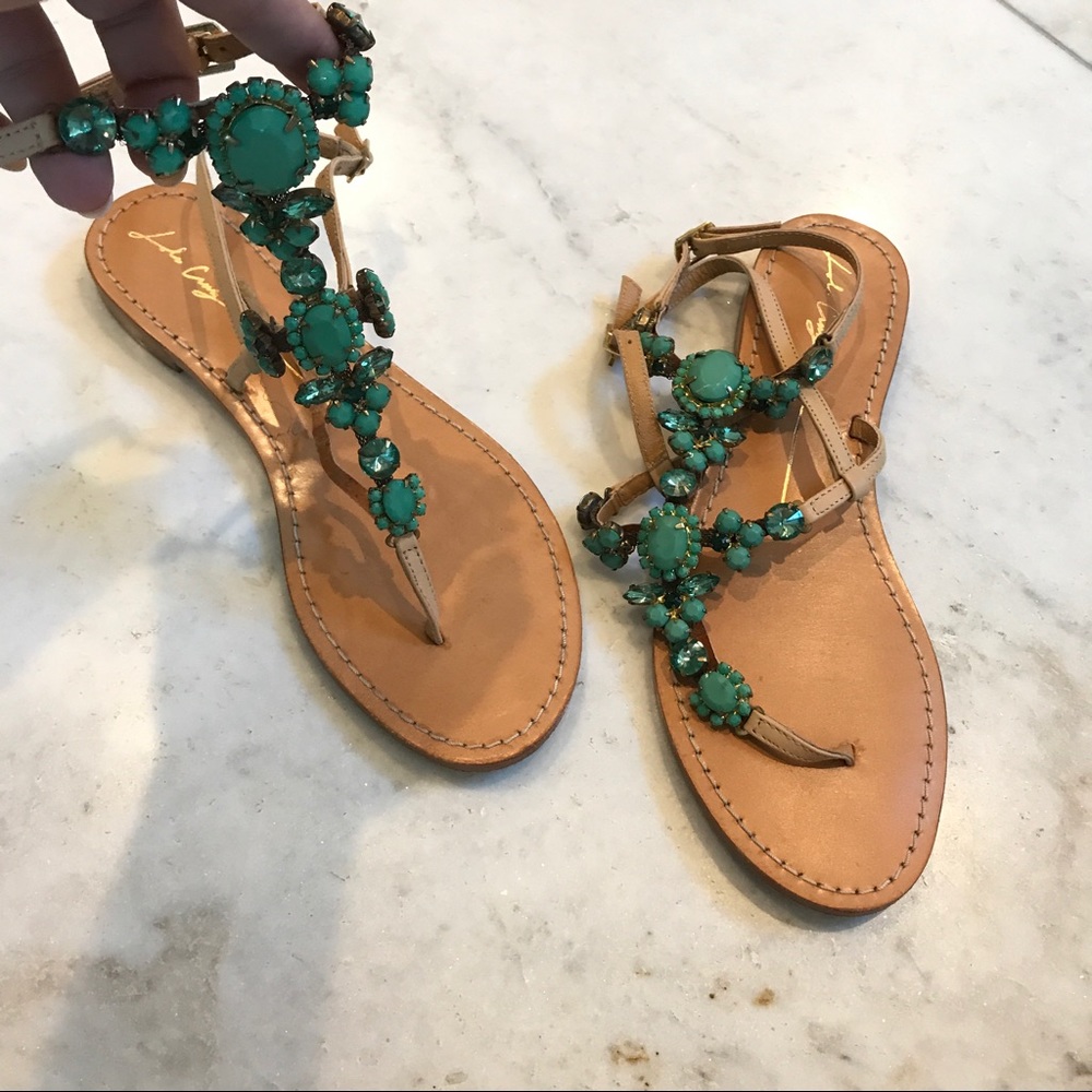 Lola cruz copaca green crystal sandal flats