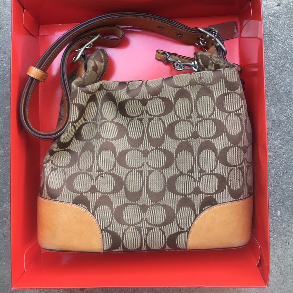 Vintage Coach Purse Signature Jacquard Fabric