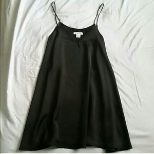Black satin slip dress