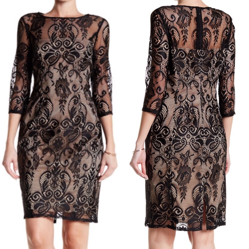 {Adrianna Papell} Black Lace Dress Size 4 - Picture 1 of 4