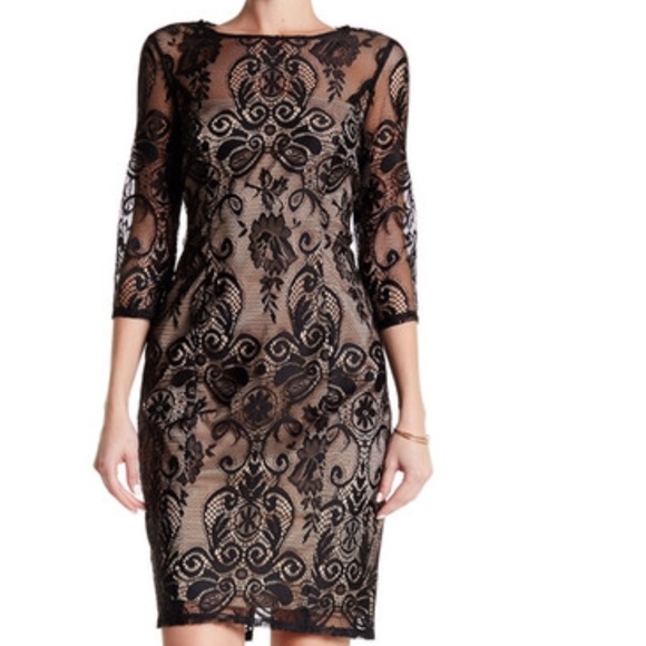 {Adrianna Papell} Black Lace Dress Size 4 - Picture 2 of 4