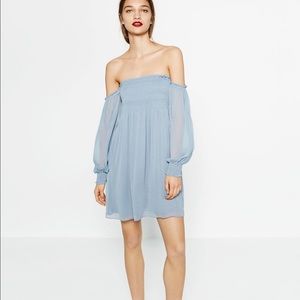 Zara off the shoulder blue dress size small
