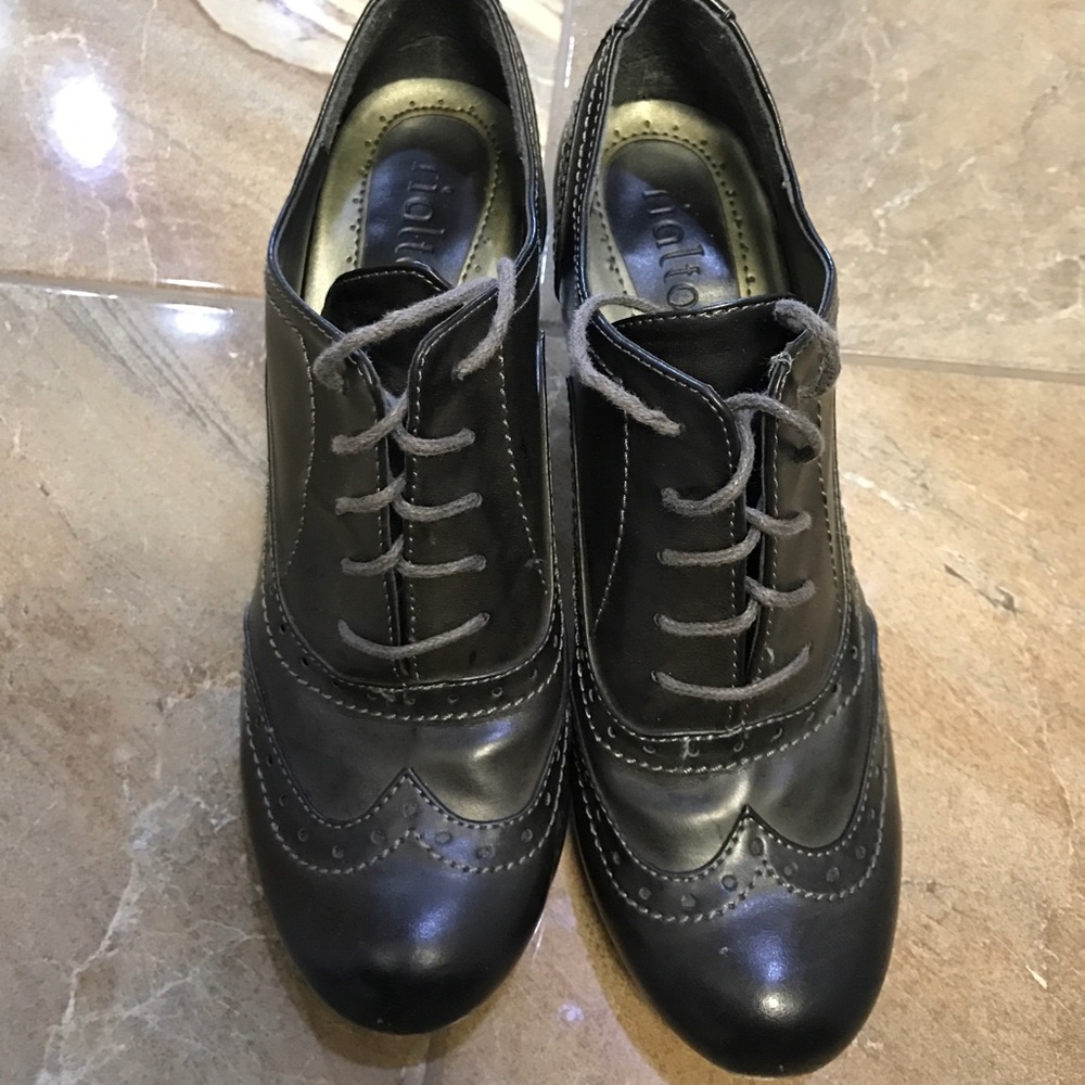 Dark Gray Vintage Style Heels sz 7 1/2 - Picture 4 of 4