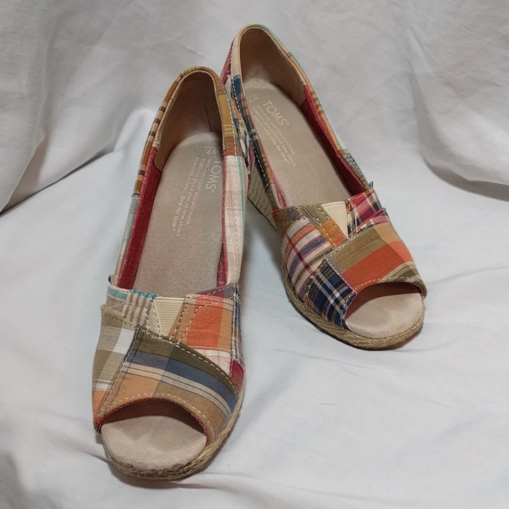 Toms Madras wedges with jute heel