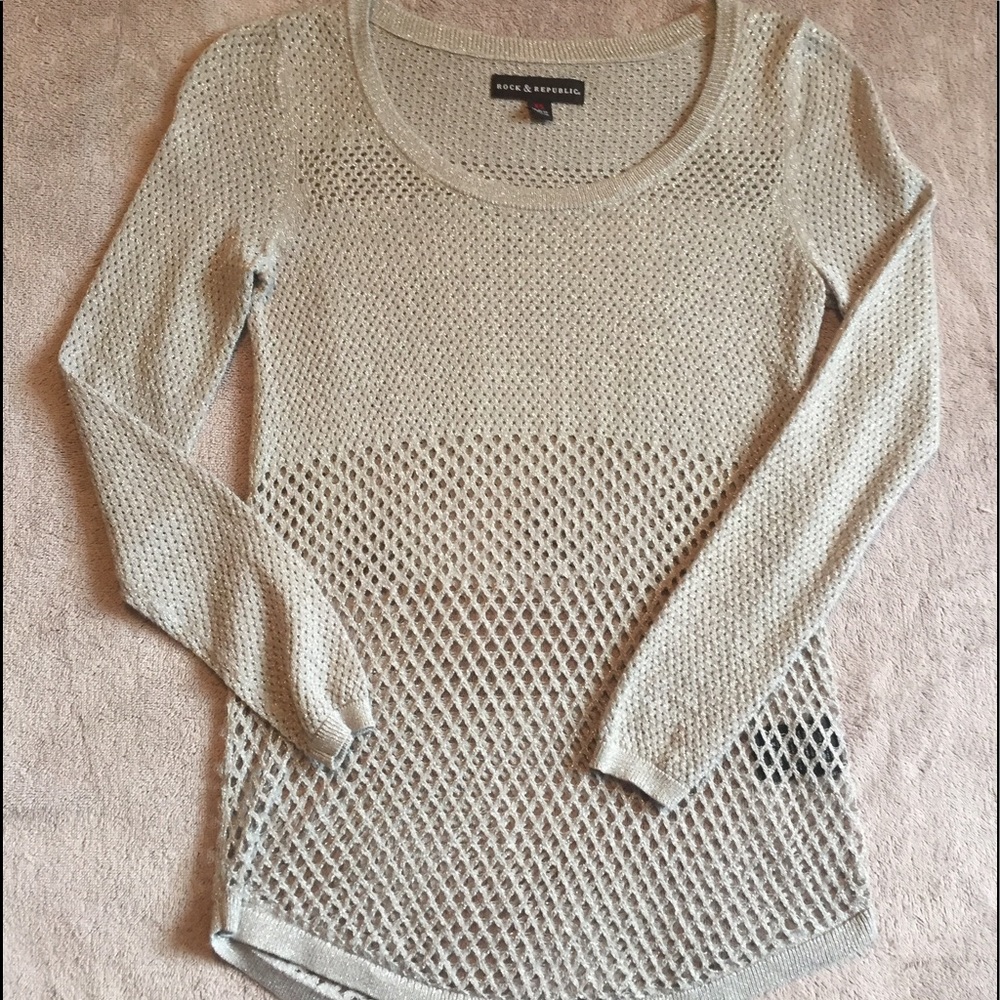 R&R Metallic Open Weave Top