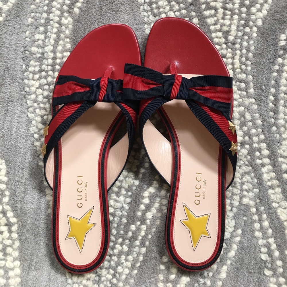 Gucci aline bow thong sandal size 38 sold out