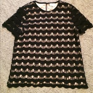 Kate spade scalloped "silk" top