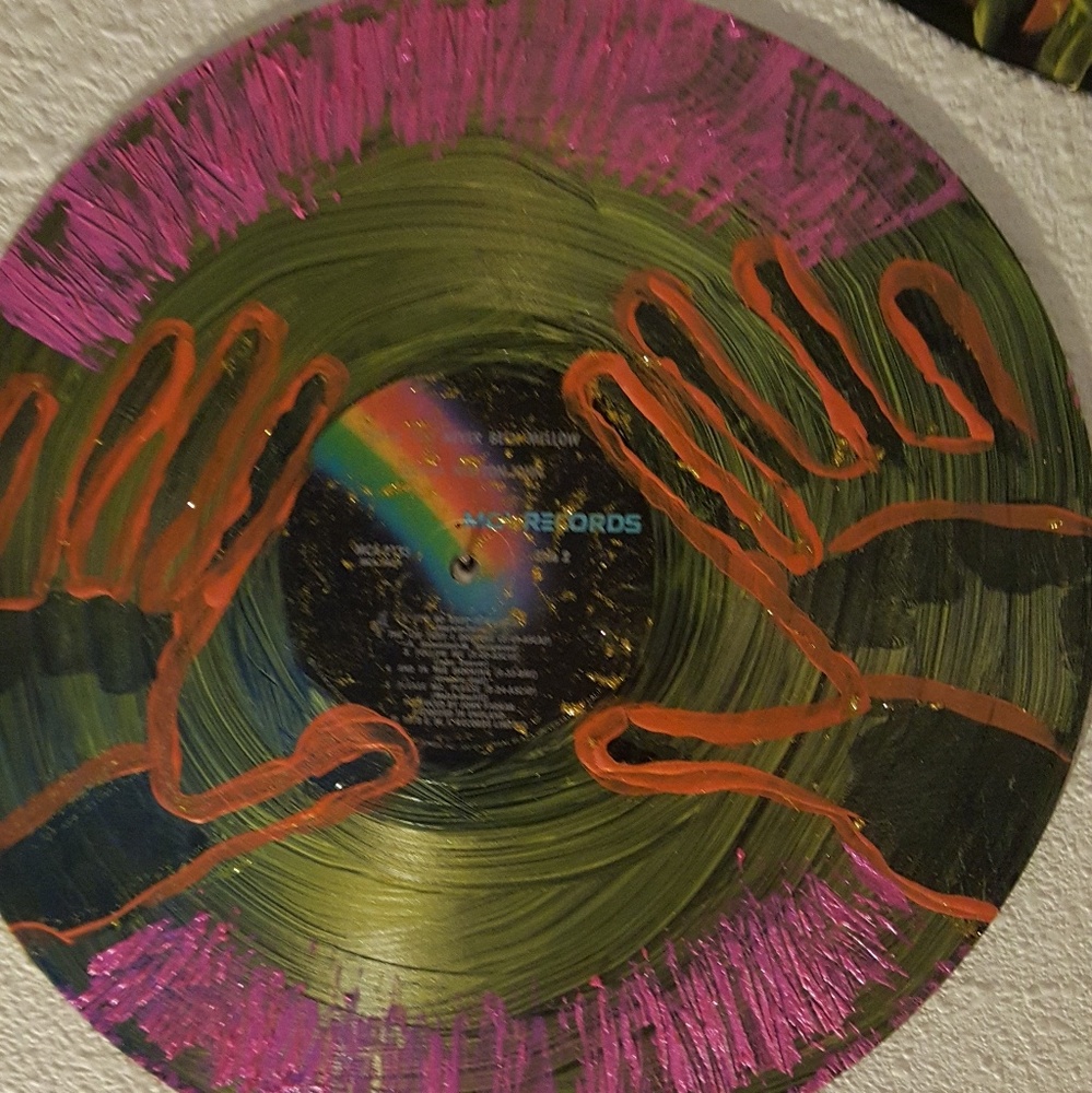 Painted record wall decor