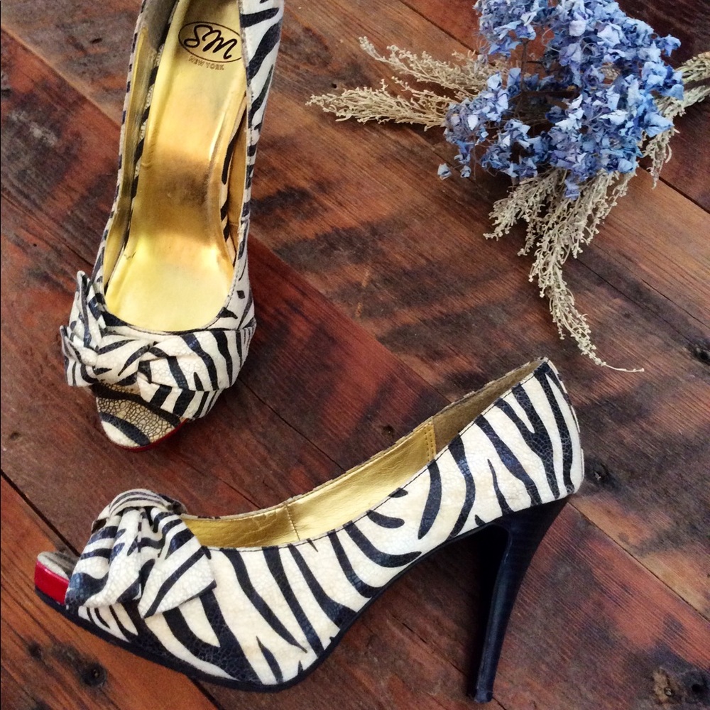 SM New York zebra-stripe heels