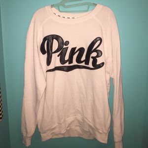 PINK white crewneck with pockets