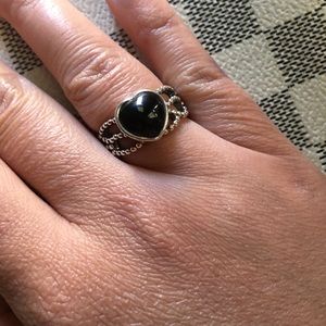Authentic Pandora Mi Amore Silver Onyx Ring