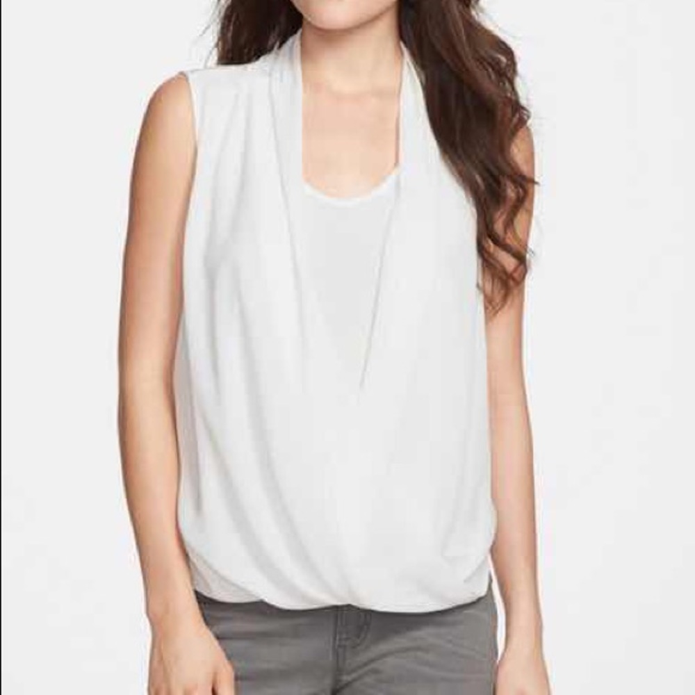 Faux Wrap Shirttail Blouse