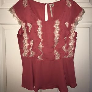 ✨SALE✨Coral Lauren Conrad Lacey blouse