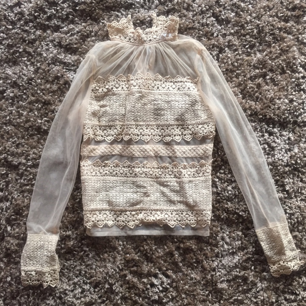 Sheer. Lace. Blouse.