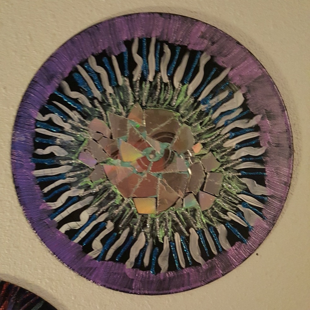 Mosaic painted record wall art