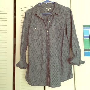 Blue polka dot chambray shirt