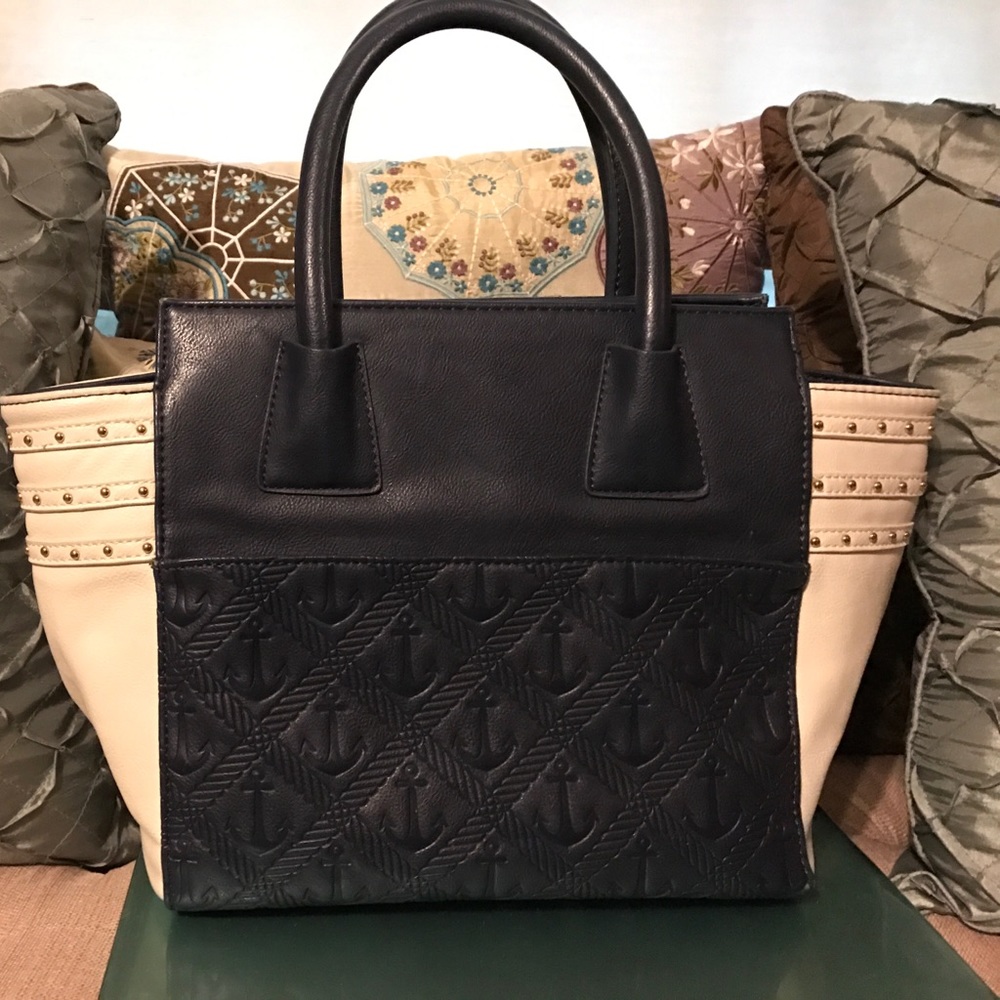 Navy & White Anchor Handbag