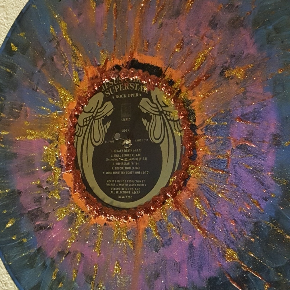 Painted record wall art