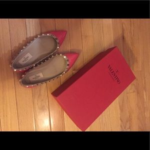Pink Valentino Rockstud Patent Ballerina Flat