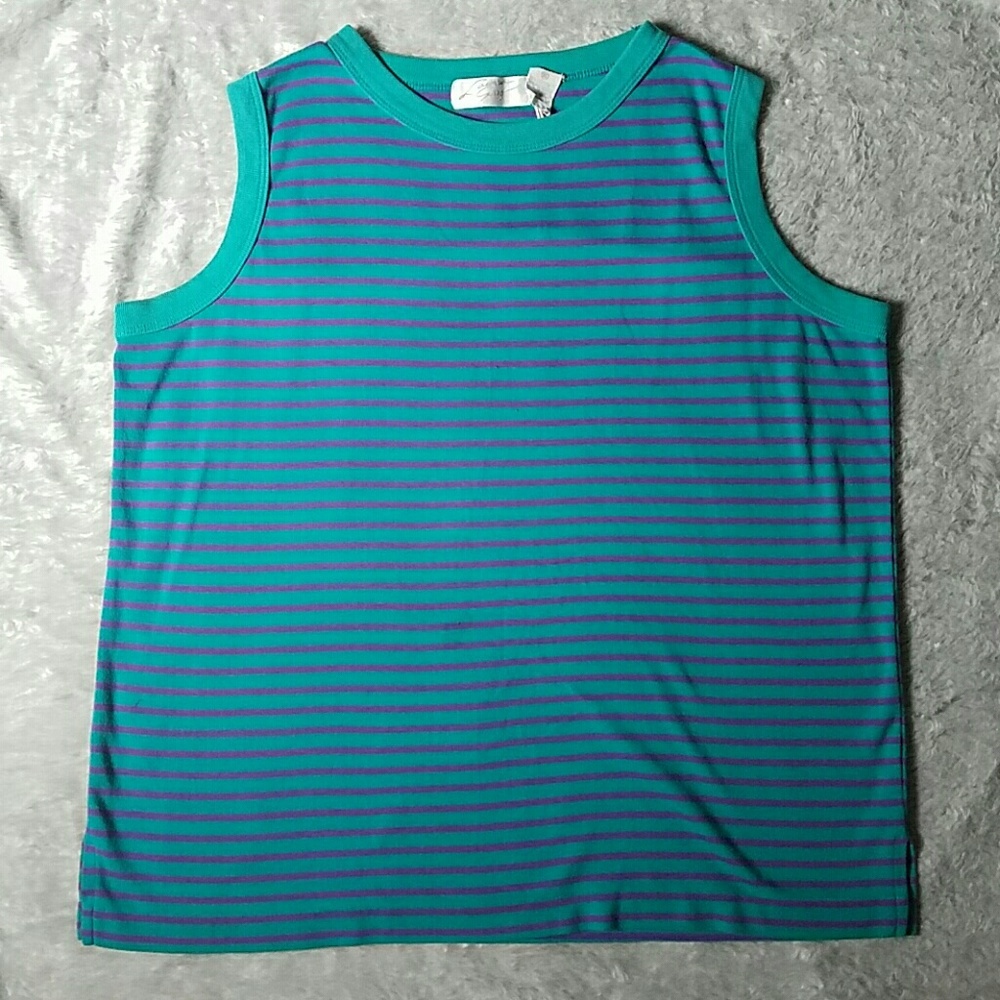 Unisex 80s tank top striped  XL