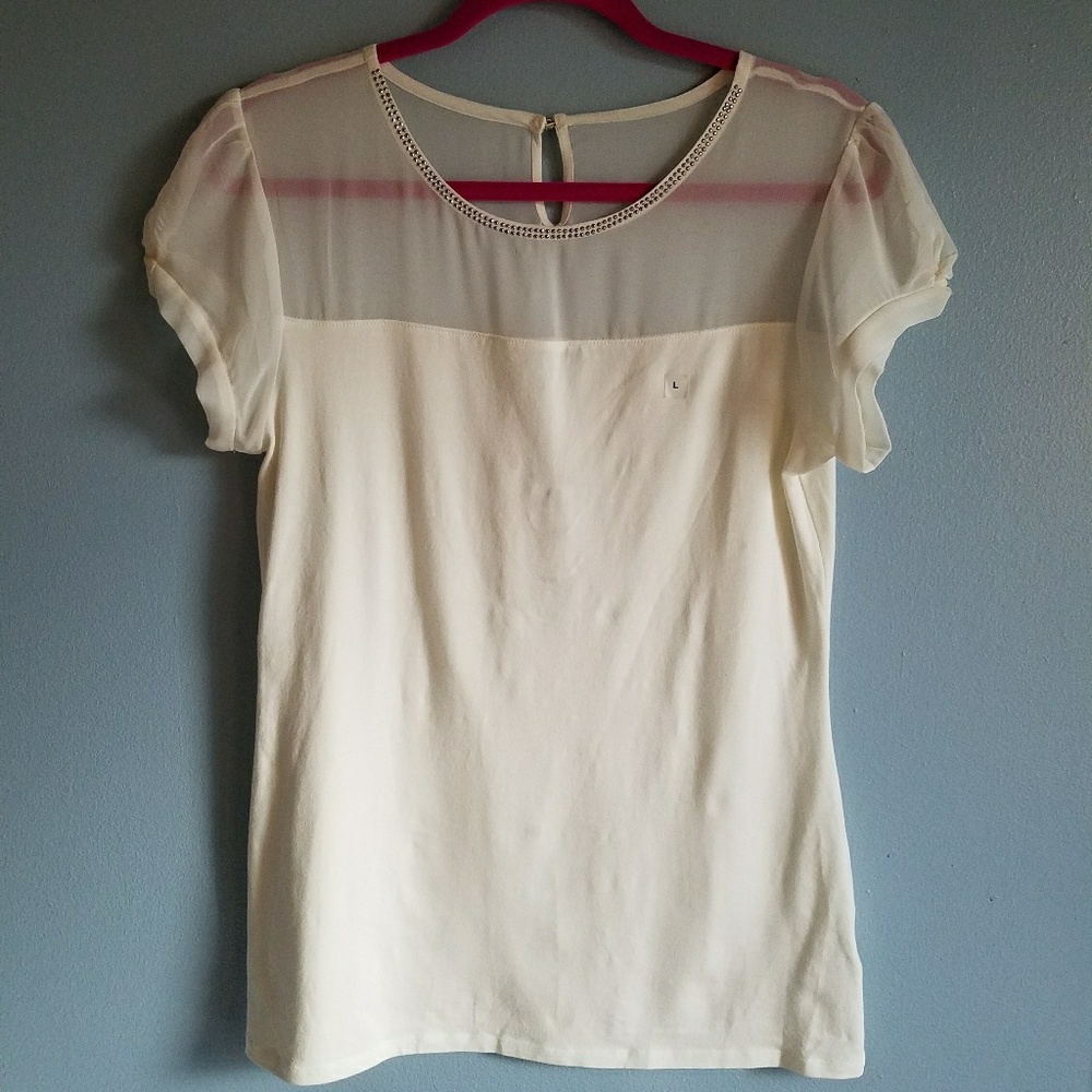 Embellished/Sheer Shoulder Top