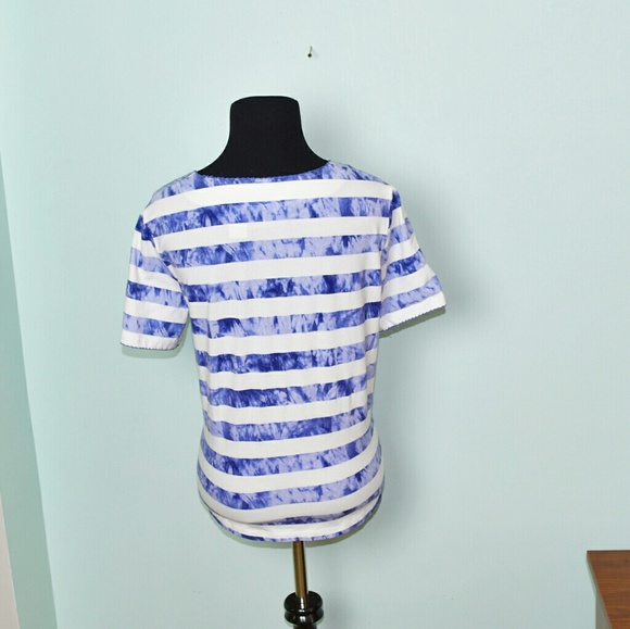 Gorgeous Blue Striped Floral Embroidered Blouse - Picture 2 of 2