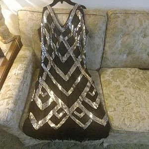 1920's V Neck Sequined Beaded Flapper Dress