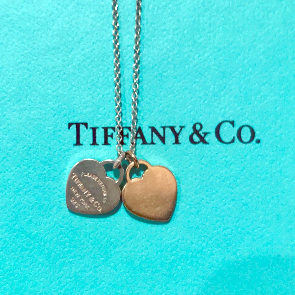 Double Gold and Silver Heart Tiffany Necklace