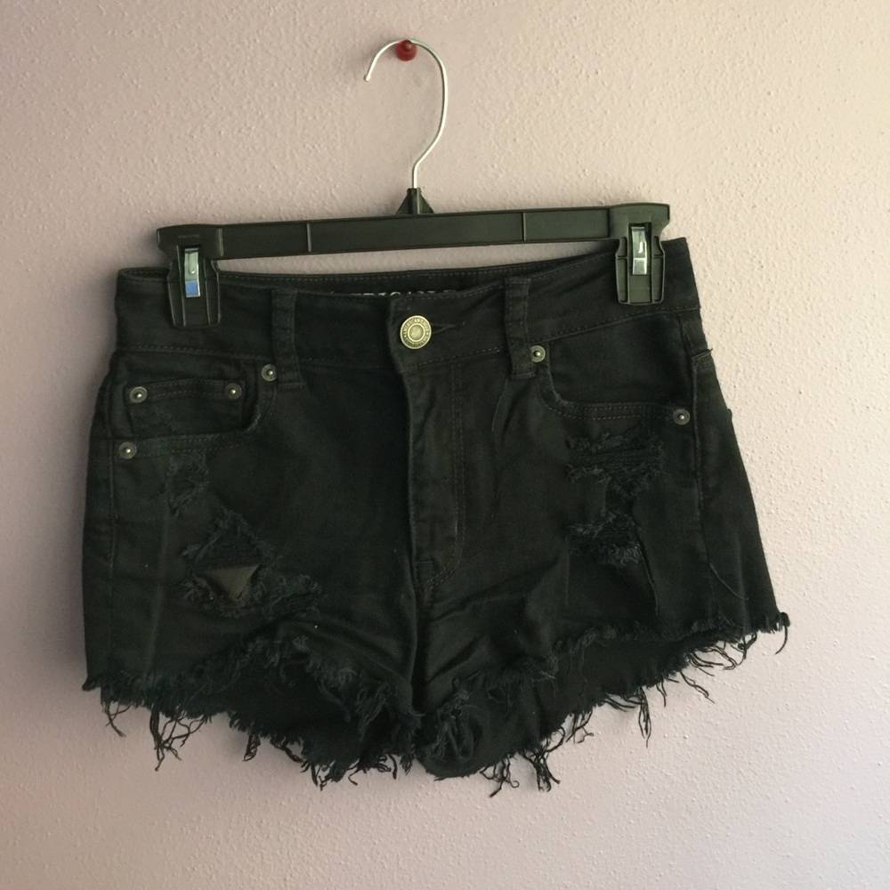 Black distressed Jean shorts
