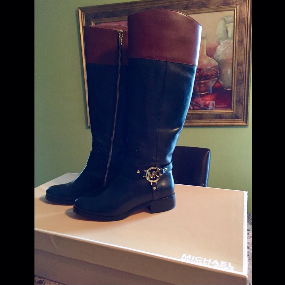 Leather Michael Kors Fulton Harness Boots
