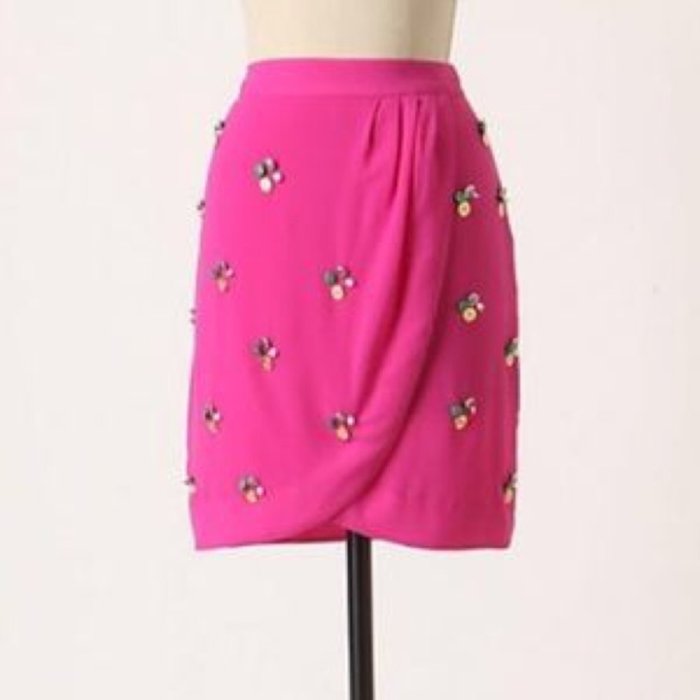 Anthropologie Wrap Skirt with Buttons. Pink