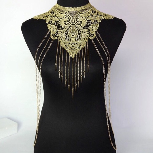 Jewelry - Gothic Women Lace Flower Collare Body Chain Hollow