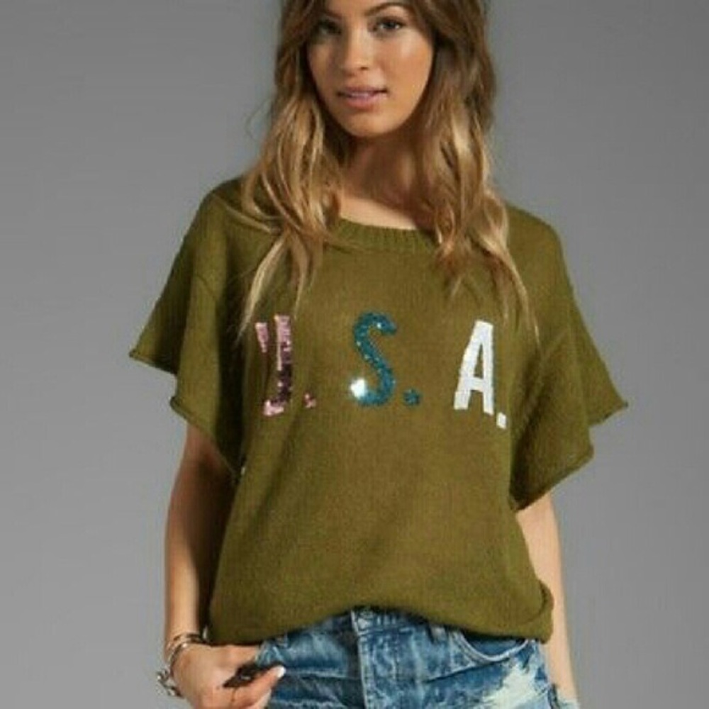 Wildfox Team USA Army Green Sweater