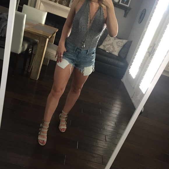 SALE ✂️• Selling Mine Halter Lacey Gray Bodysuit - Picture 6 of 8